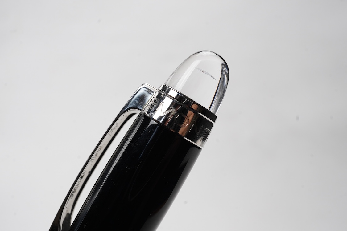 A modern Montblanc 'Starwalker' black with platinum coated trim, medium 18ct. nib